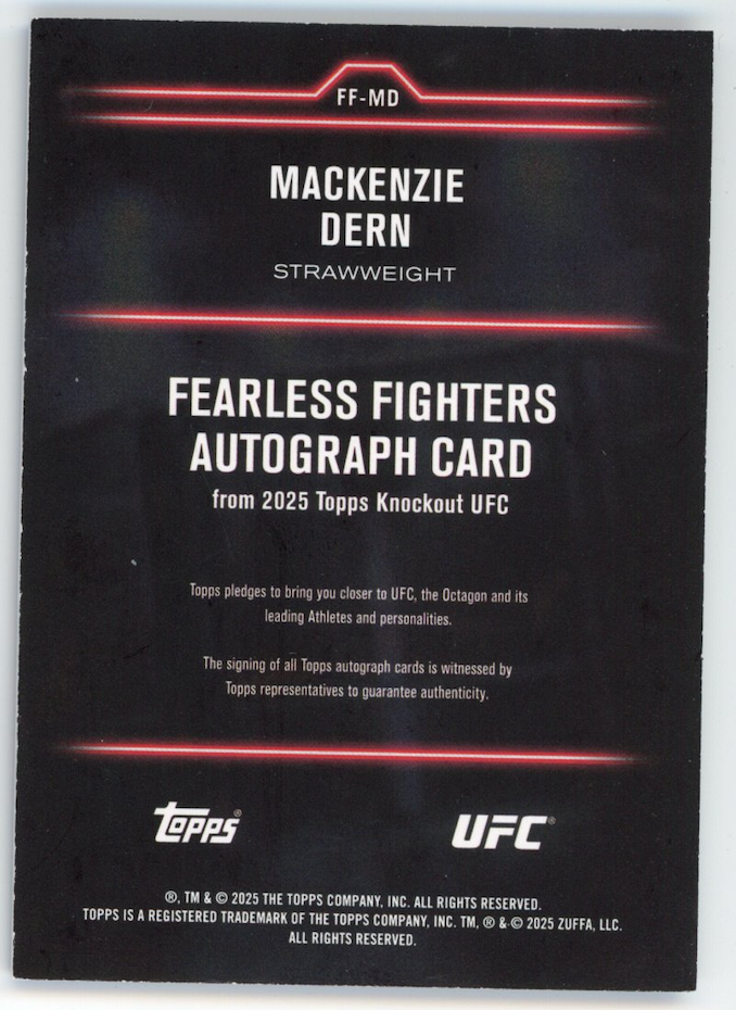 MACKENZIE DERN 2025 Topps Knockout UFC Fearless Fighters Auto Blue /50 #FF-MD