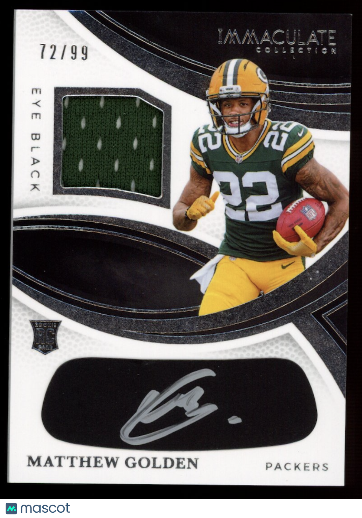 MATTHEW GOLDEN 2025 Panini Immaculate Eye Black Rookie Patch Auto /99 Packers