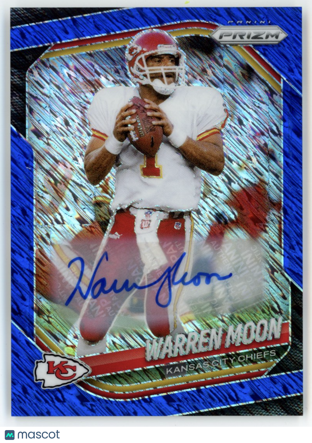 WARREN MOON 2025 Panini Prizm FOTL Auto Blue Shimmer /25 #52 Kansas City Chiefs