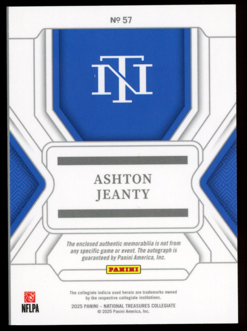 ASHTON JEANTY 2025 Panini National Treasures Rookie Patch Auto Bowl Logo /10