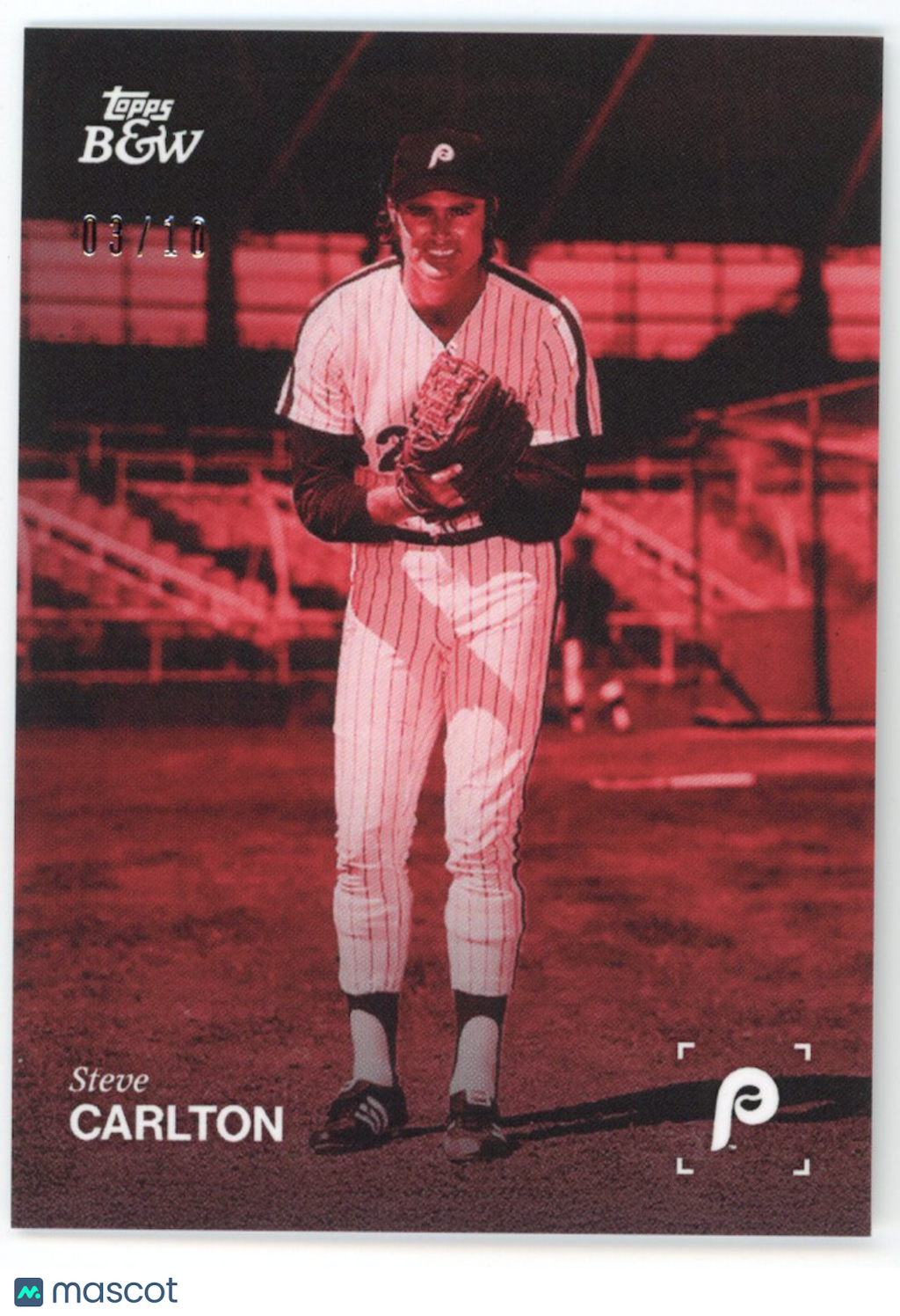 STEVE CARLTON 2025 Topps Black & White Baseball Red Parallel /10 #118 Phillies