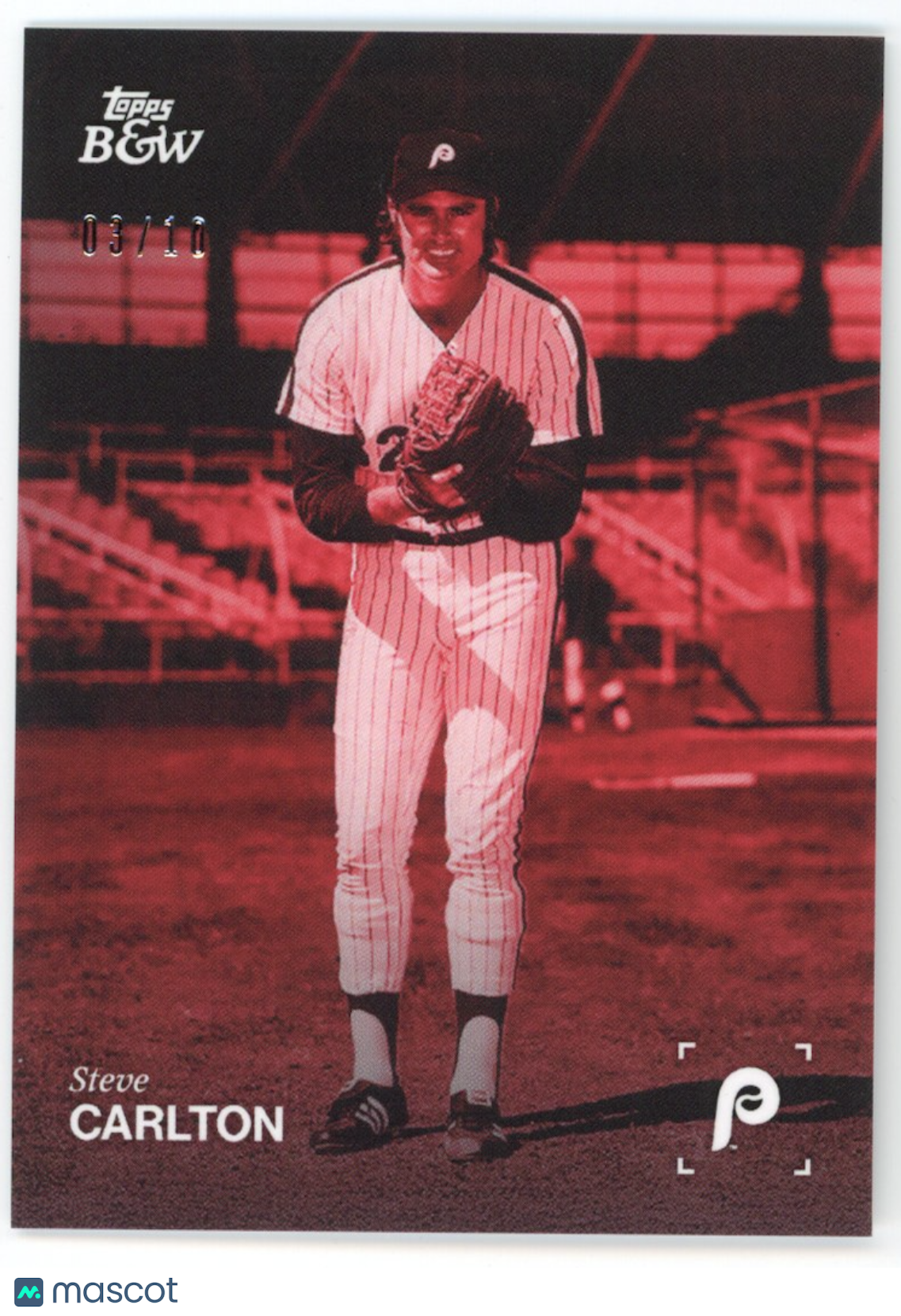 STEVE CARLTON 2025 Topps Black & White Baseball Red Parallel /10 #118 Phillies