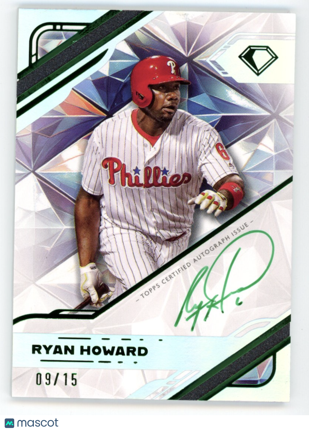 RYAN HOWARD 2025 Topps Diamond Icons White Polychromatink Auto Emerald /15