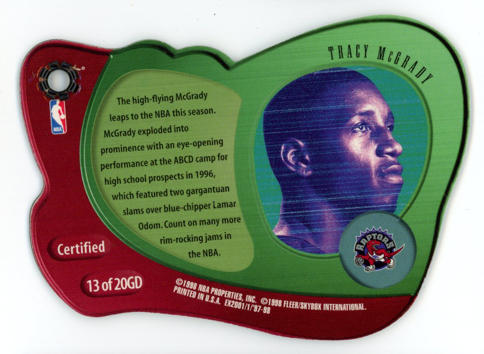 TRACY MCGRADY 1997-98 SkyBox E-X2001 Gravity Denied Rookie #13GD Raptors