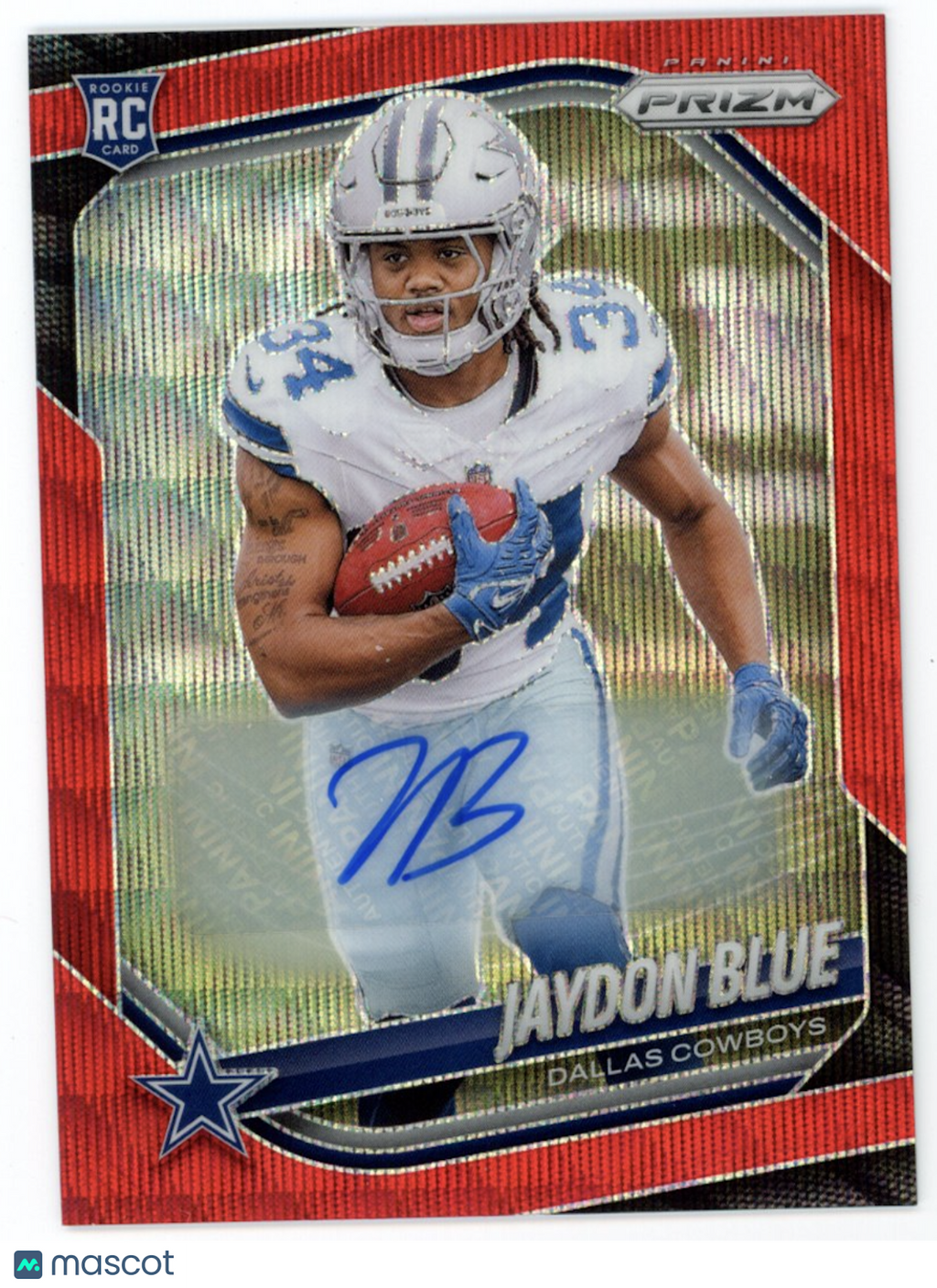 JAYDON BLUE 2025 Panini Prizm Rookie Auto Red Wave /149 #325 Cowboys