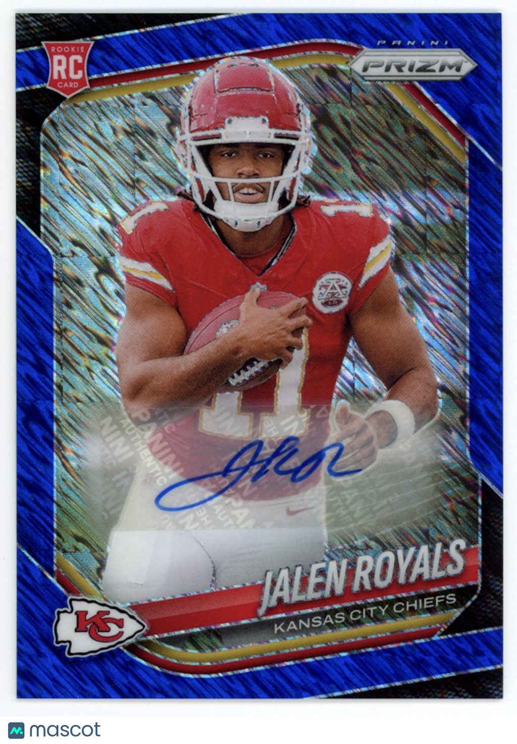 JALEN ROYALS 2025 Panini Prizm Rookie Auto Blue Shimmer FOTL /25 #341 Chiefs