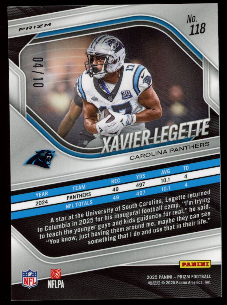 XAVIER LEGETTE 2025 Panini Prizm Gold Shimmer FOTL /10 #118 Panthers