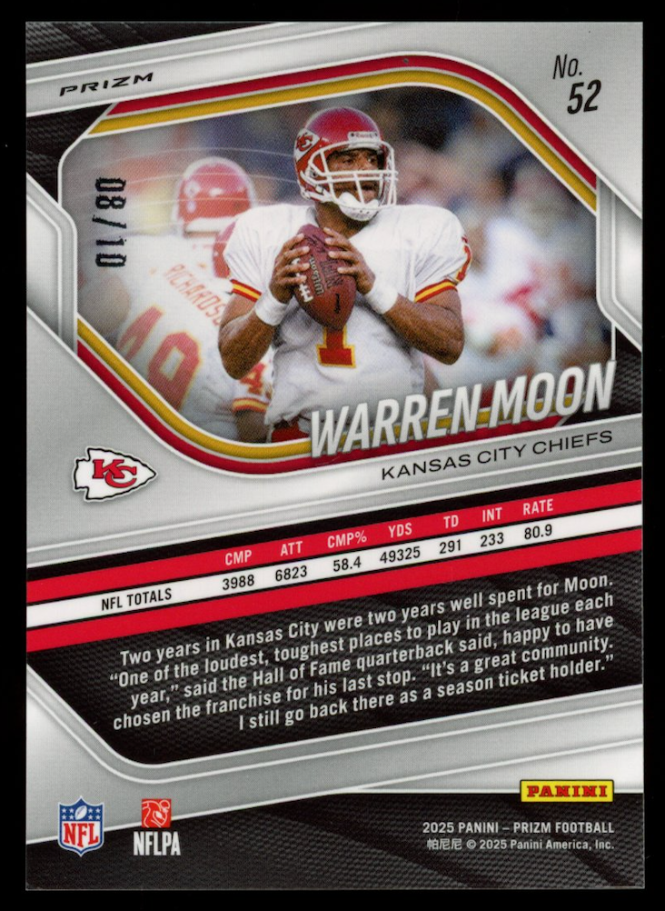 WARREN MOON 2025 Panini Prizm Gold Shimmer FOTL /10 #52 Chiefs