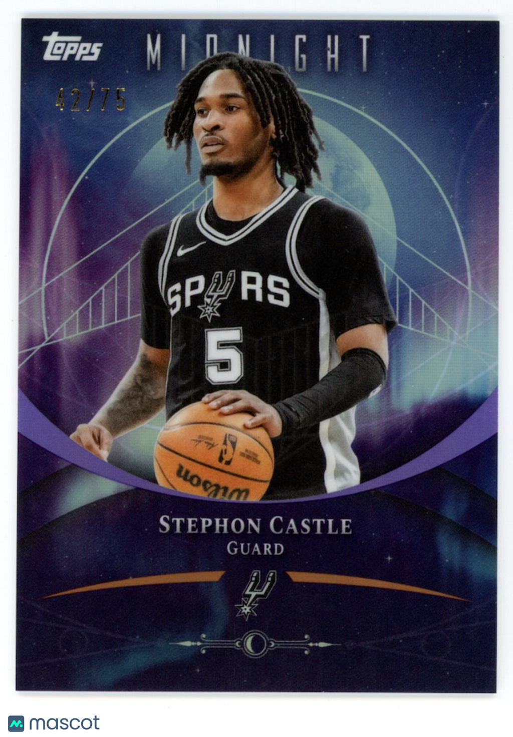 STEPHON CASTLE 2025-26 Topps Midnight Dusk Parallel /75 #42 Spurs