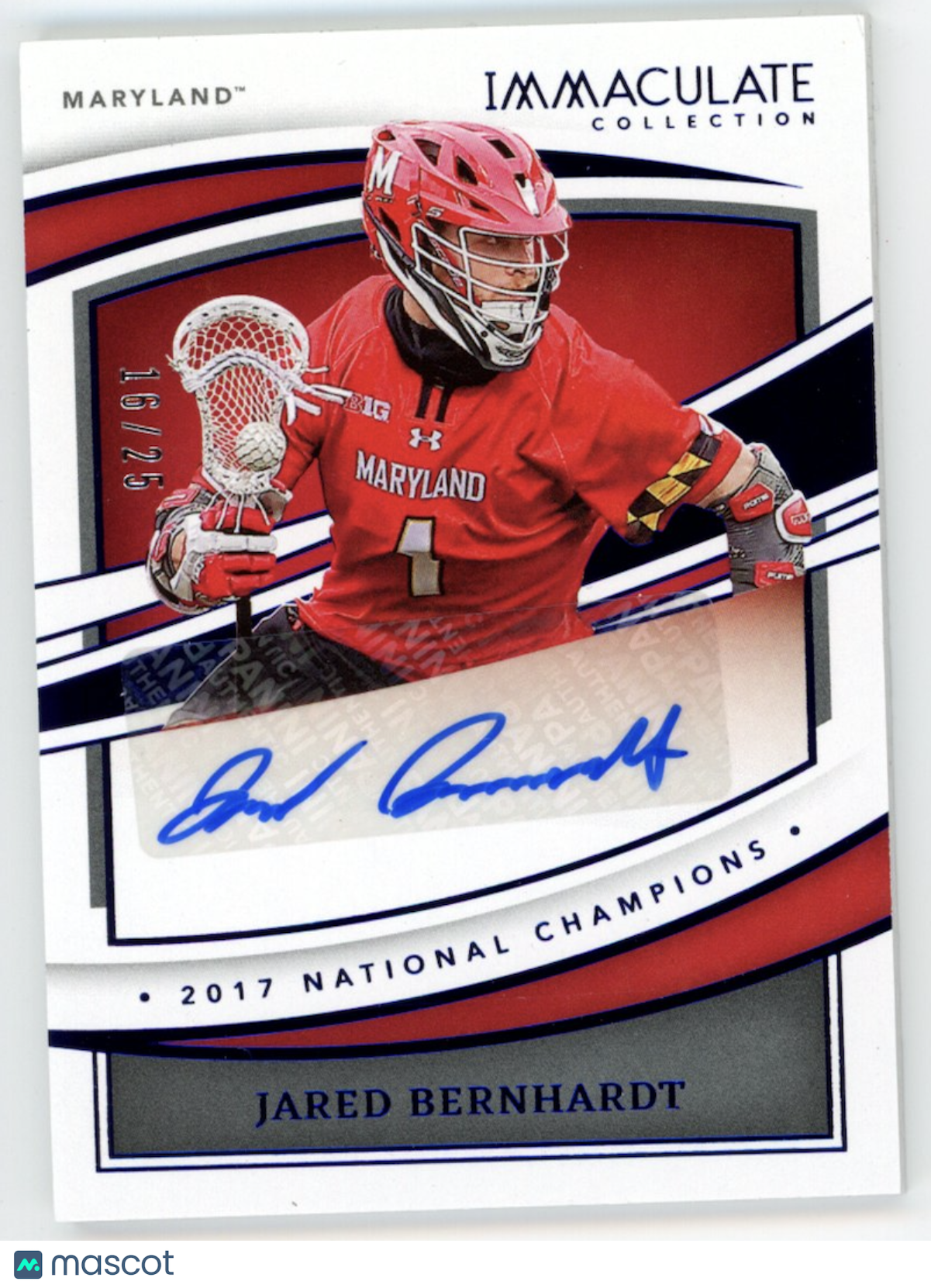 JARED BERNHARDT 2022 Panini Immaculate Collection Collegiate Auto Blue /25