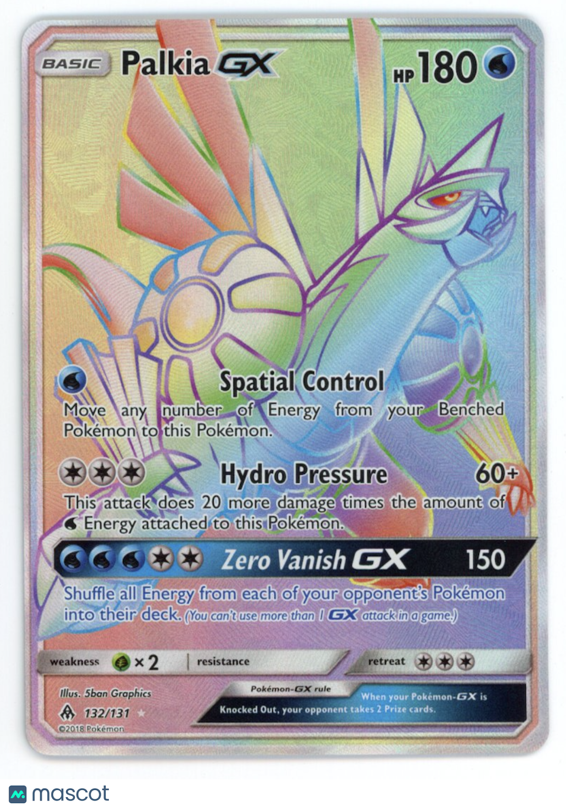 PALKIA GX 2018 Pokemon Sun Moon Forbidden Light Full Art Secret Rare #132/131