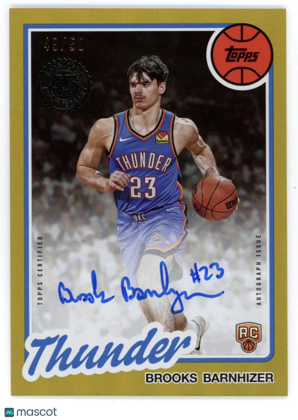 BROOKS BARNHIZER 2025-26 Topps 45th Anniversary Rookie Auto Gold /50 #80B2R-BB