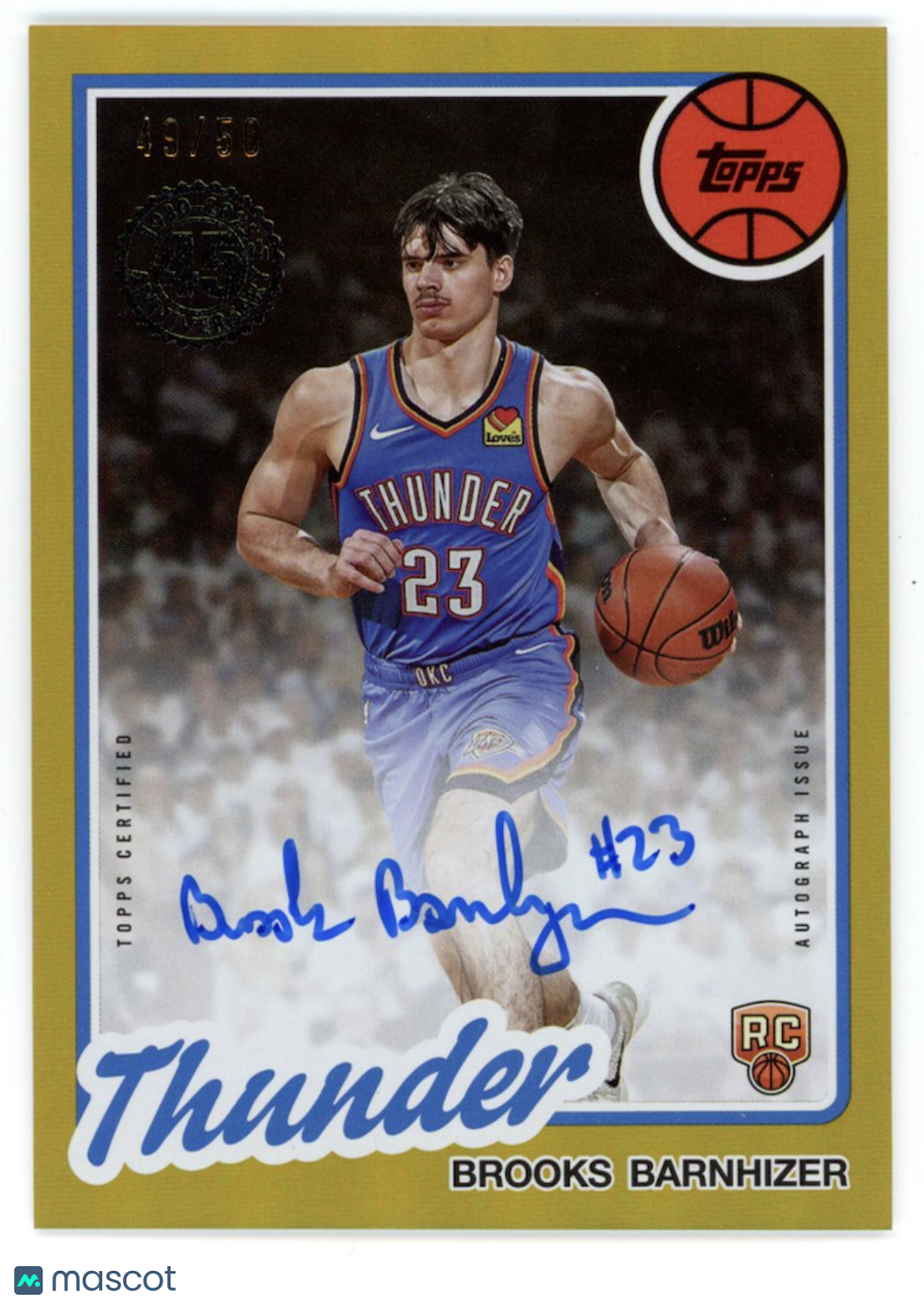 BROOKS BARNHIZER 2025-26 Topps 45th Anniversary Rookie Auto Gold /50 #80B2R-BB