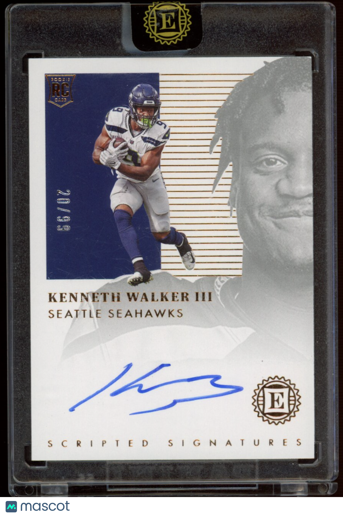 KENNETH WALKER III 2022 Panini Encased Scripted Signatures Rookie Auto /99
