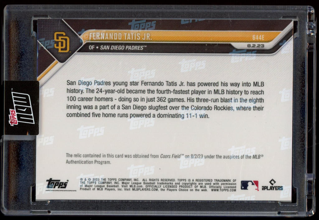 FERNANDO TATIS JR. 2023 Topps Now Game-Used Base Relic Red /10 #644E Padres