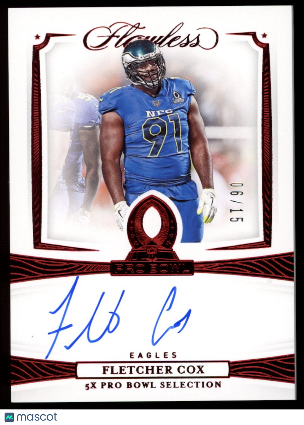FLETCHER COX 2021 Panini Flawless Pro Bowl Ink Auto Ruby /15 #PBI-FCO Eagles