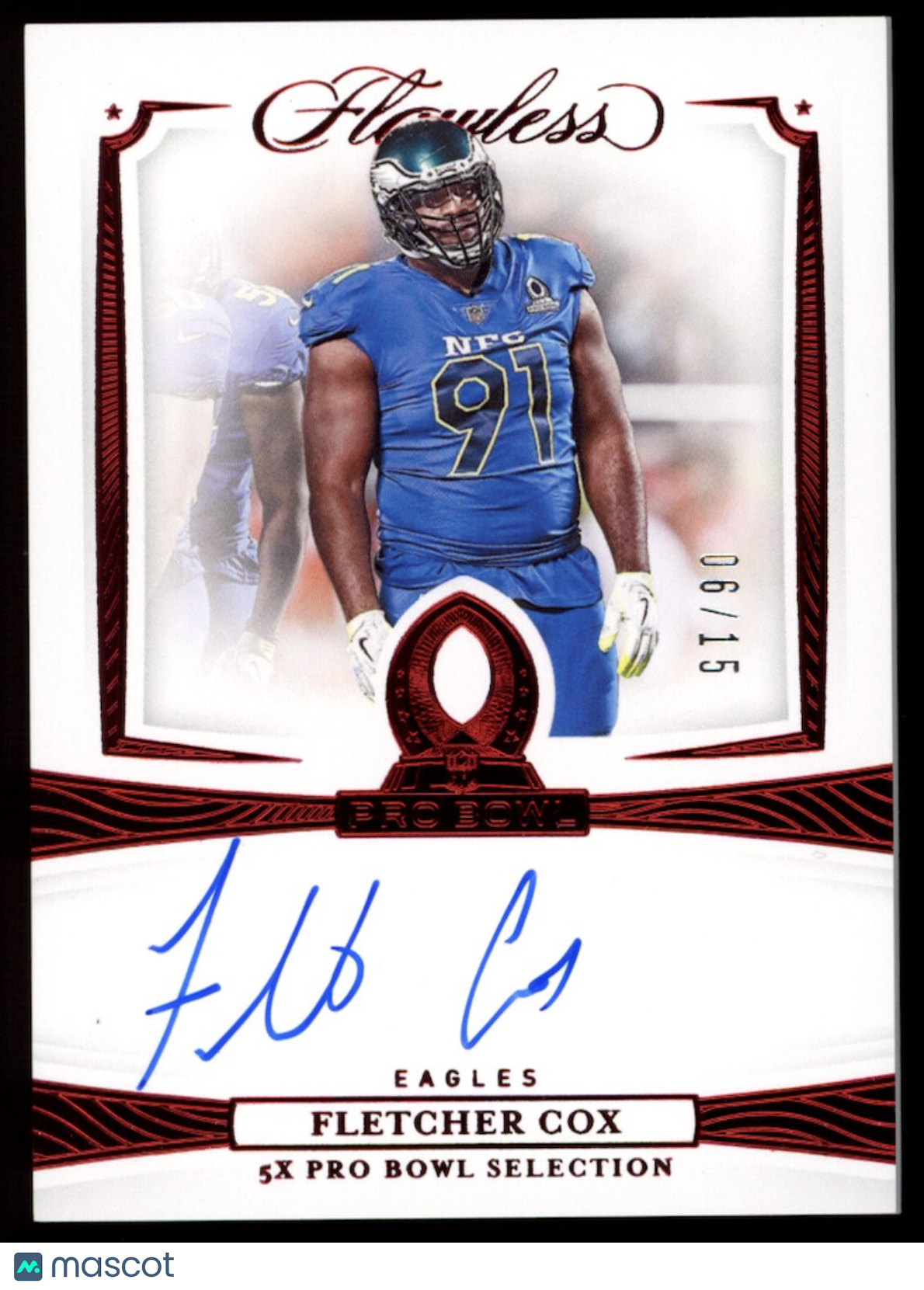 FLETCHER COX 2021 Panini Flawless Pro Bowl Ink Auto Ruby /15 #PBI-FCO Eagles
