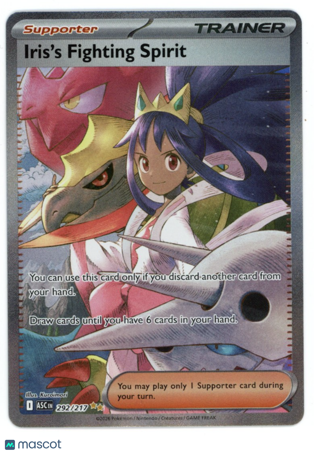 IRIS'S FIGHTING SPIRIT Pokemon Ascended Heroes #292 Special Illustration Rare