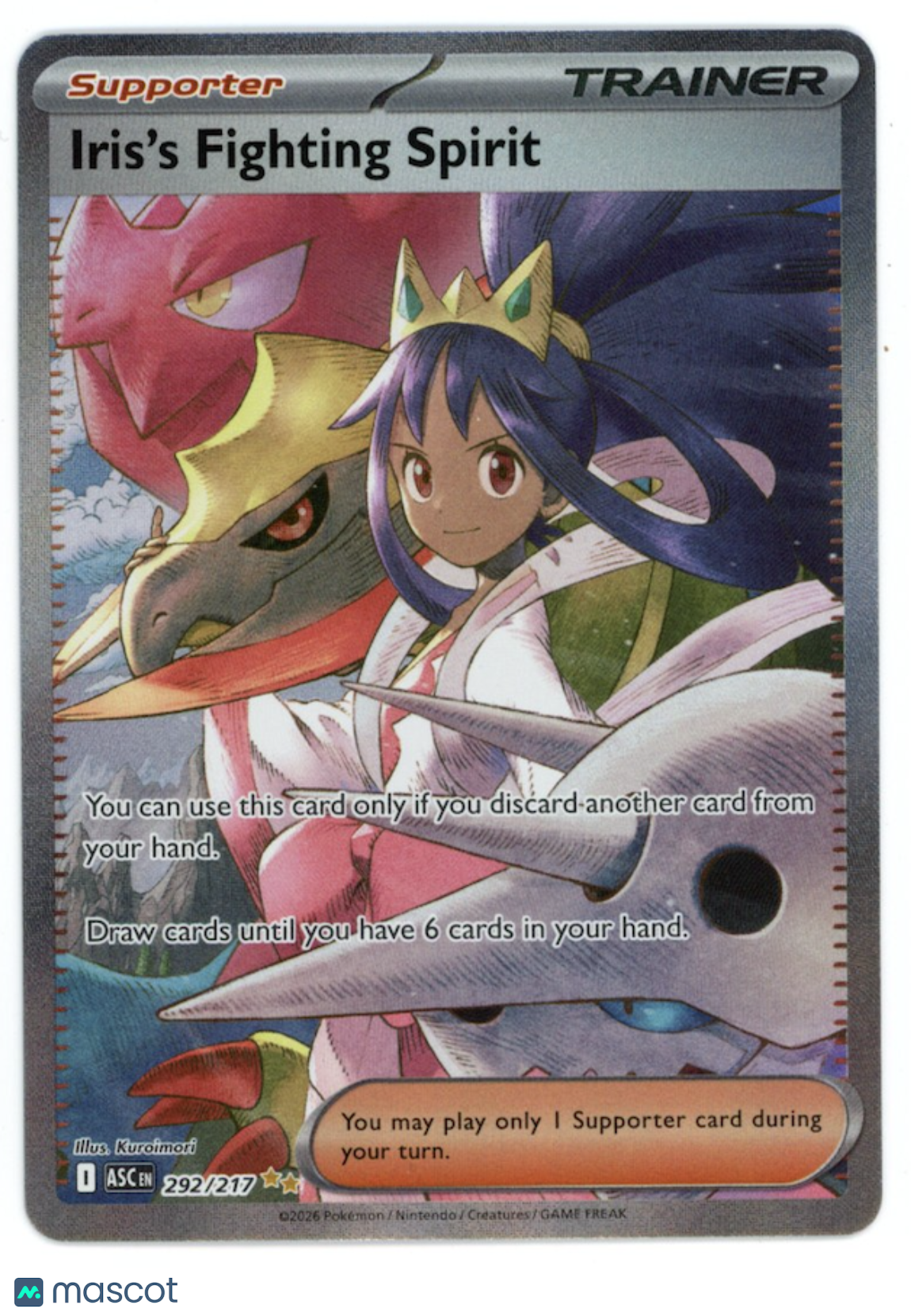 IRIS'S FIGHTING SPIRIT Pokemon Ascended Heroes #292 Special Illustration Rare
