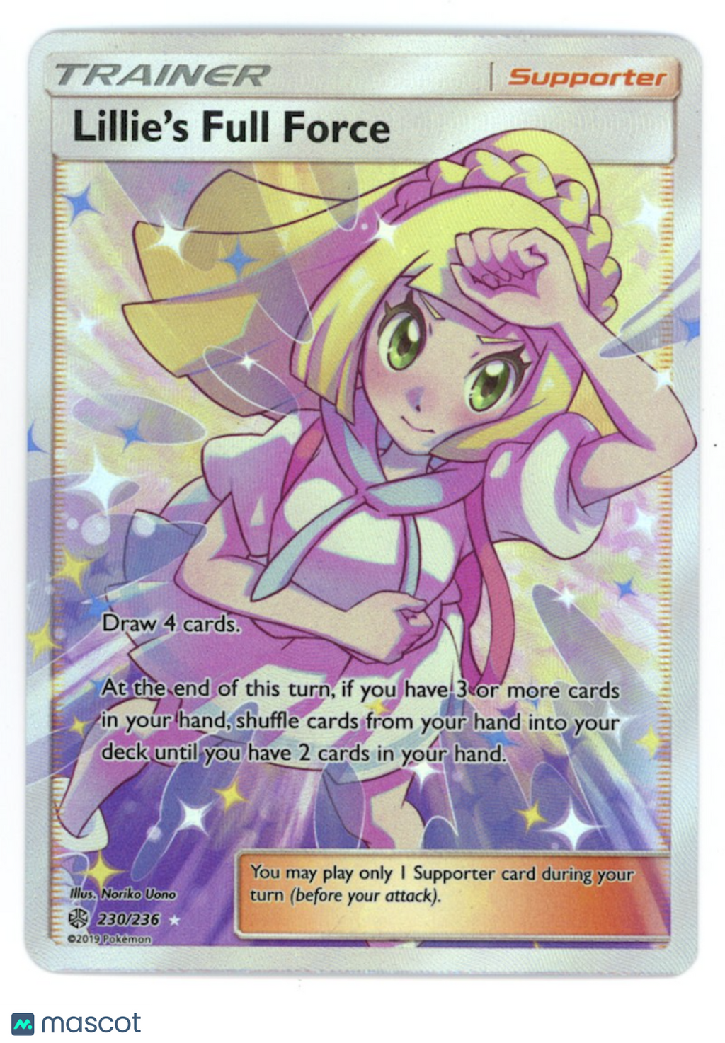 LILLIE'S FULL FORCE 2019 Pokemon Sun Moon Cosmic Eclipse #230 Full Art
