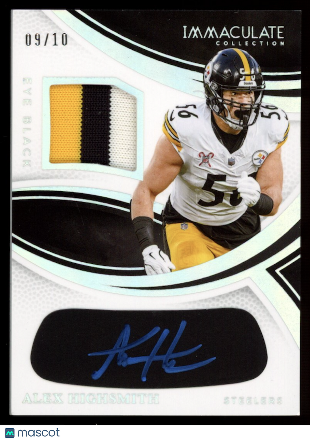 ALEX HIGHSMITH 2025 Panini Immaculate Eye Black Patch Auto Silver /10 Steelers