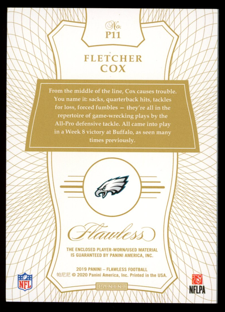 FLETCHER COX 2019 Panini Flawless Patch /25 #P11 Philadelphia Eagles