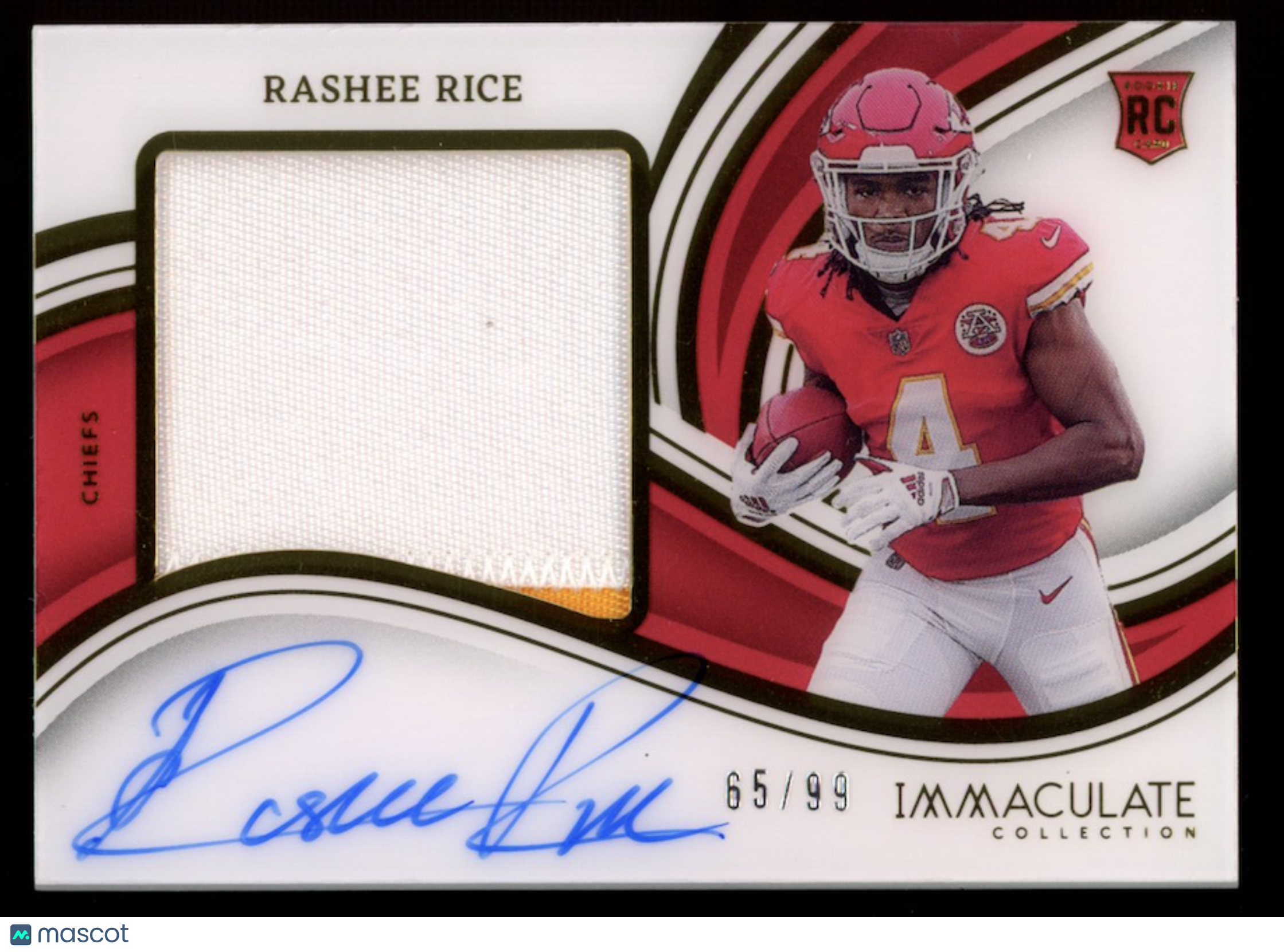 RASHEE RICE 2023 Panini Immaculate Premium Rookie Patch Auto /99 #PP-RRI Chiefs