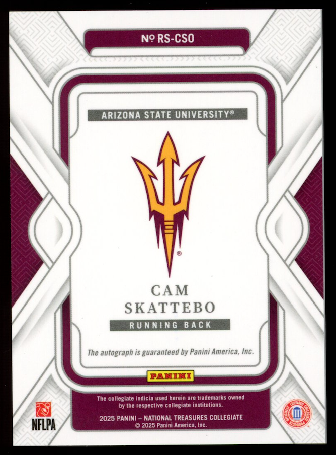 CAM SKATTEBO 2025 Panini National Treasures Collegiate Rookie Auto Blue /75 ASU