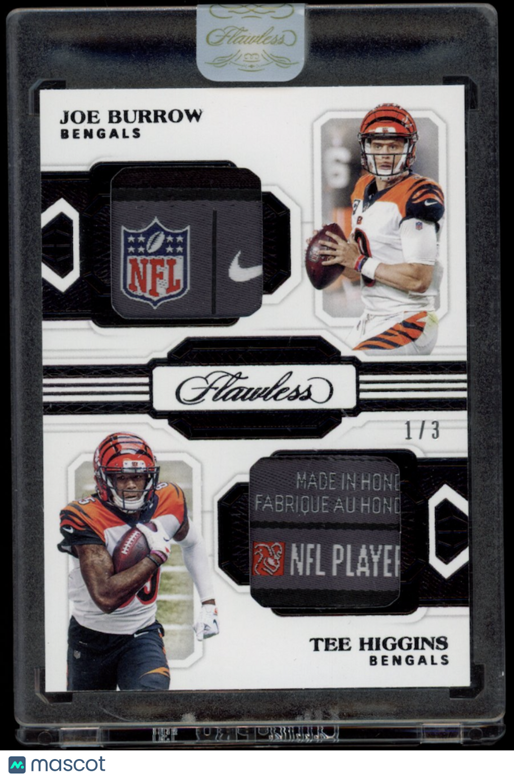 JOE BURROW TEE HIGGINS 2020 Panini Flawless Rookie Dual Tag Logo Patch Black /3