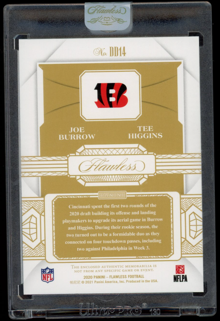 JOE BURROW TEE HIGGINS 2020 Panini Flawless Rookie Dual Tag Logo Patch Black /3