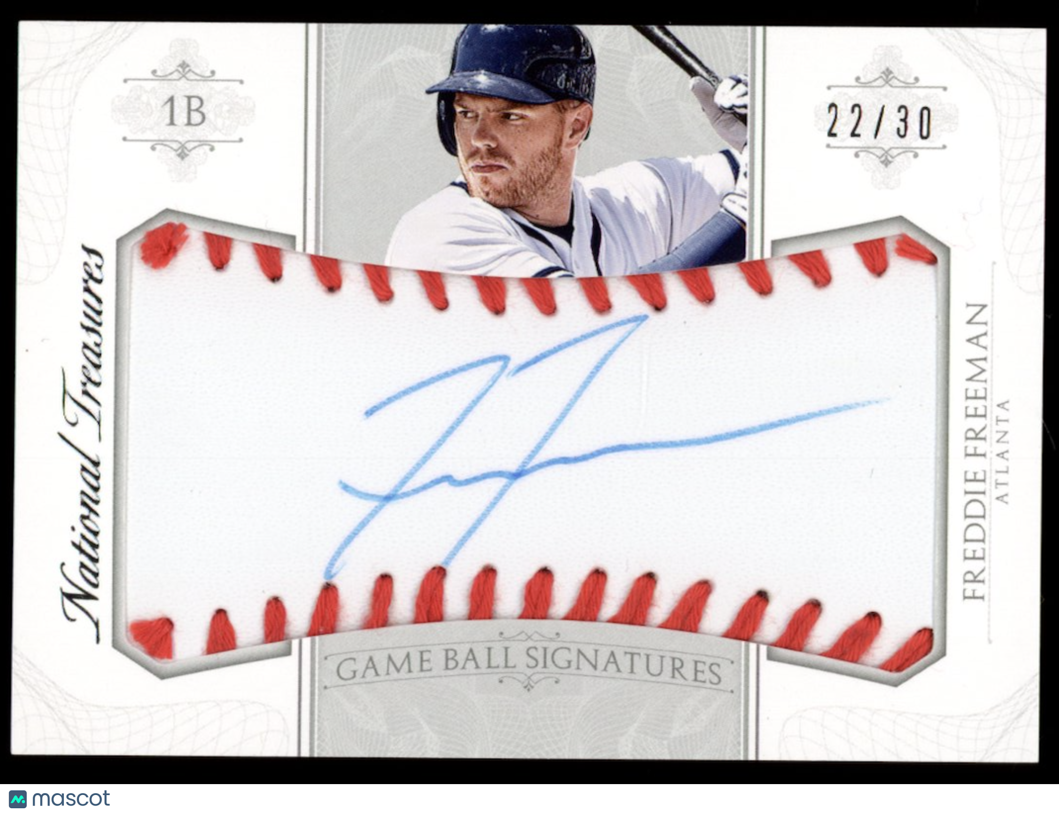 FREDDIE FREEMAN 2015 National Treasures Game Ball Signatures Auto /30 #41 Braves