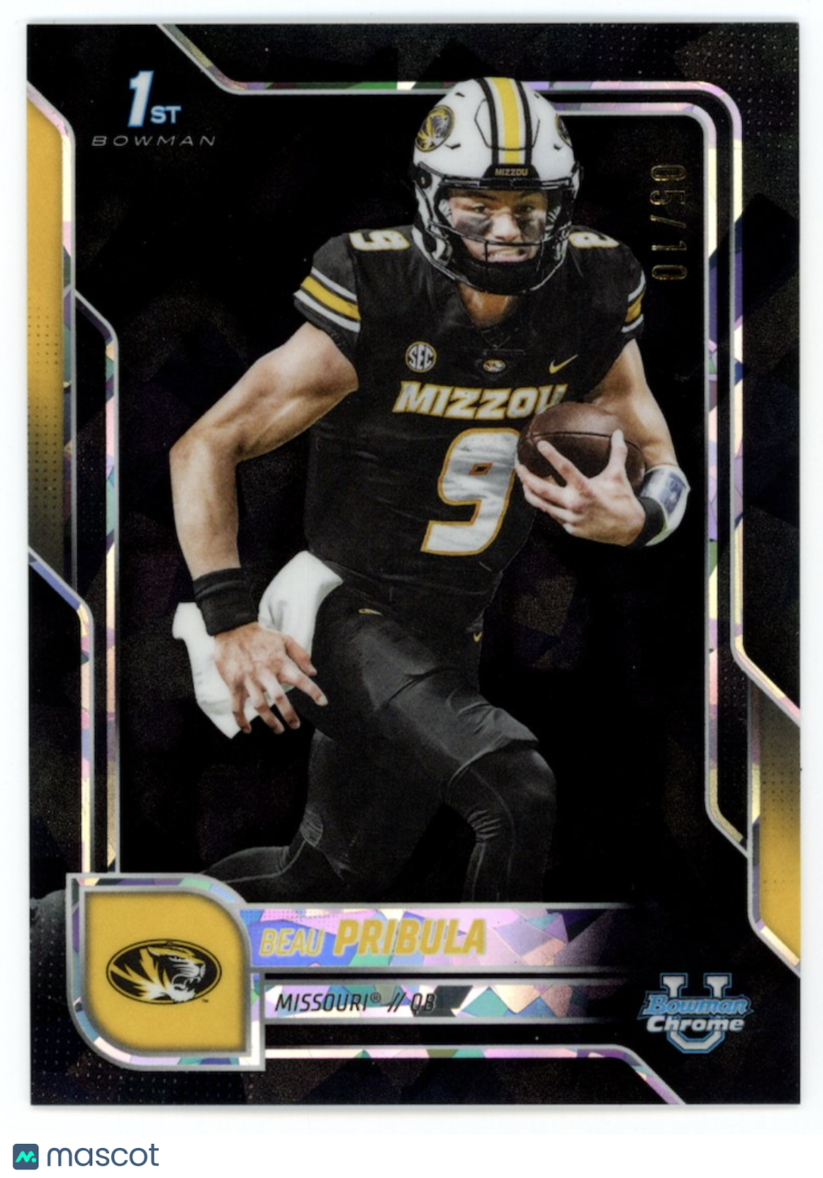 BEAU PRIBULA 2025 Bowman Chrome University Sapphire Black Refractor /10 #62