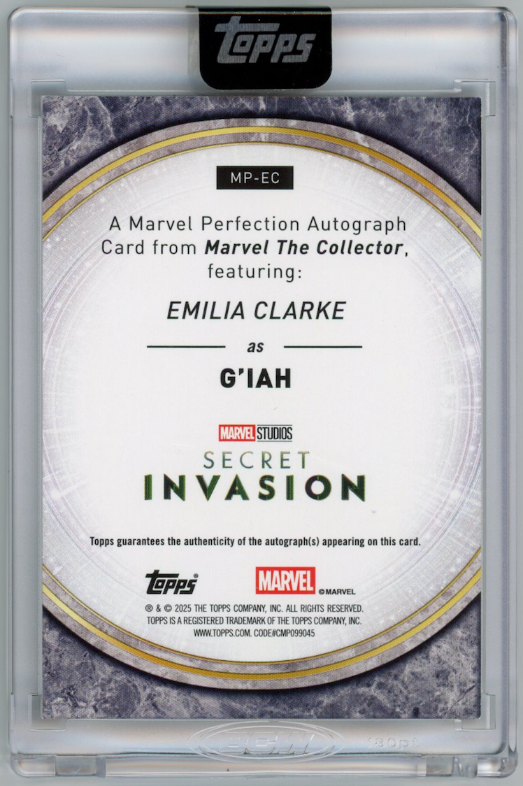G'IAH EMILIA CLARKE 2025 Topps Marvel The Collector Perfection Auto /100 #MP-EC