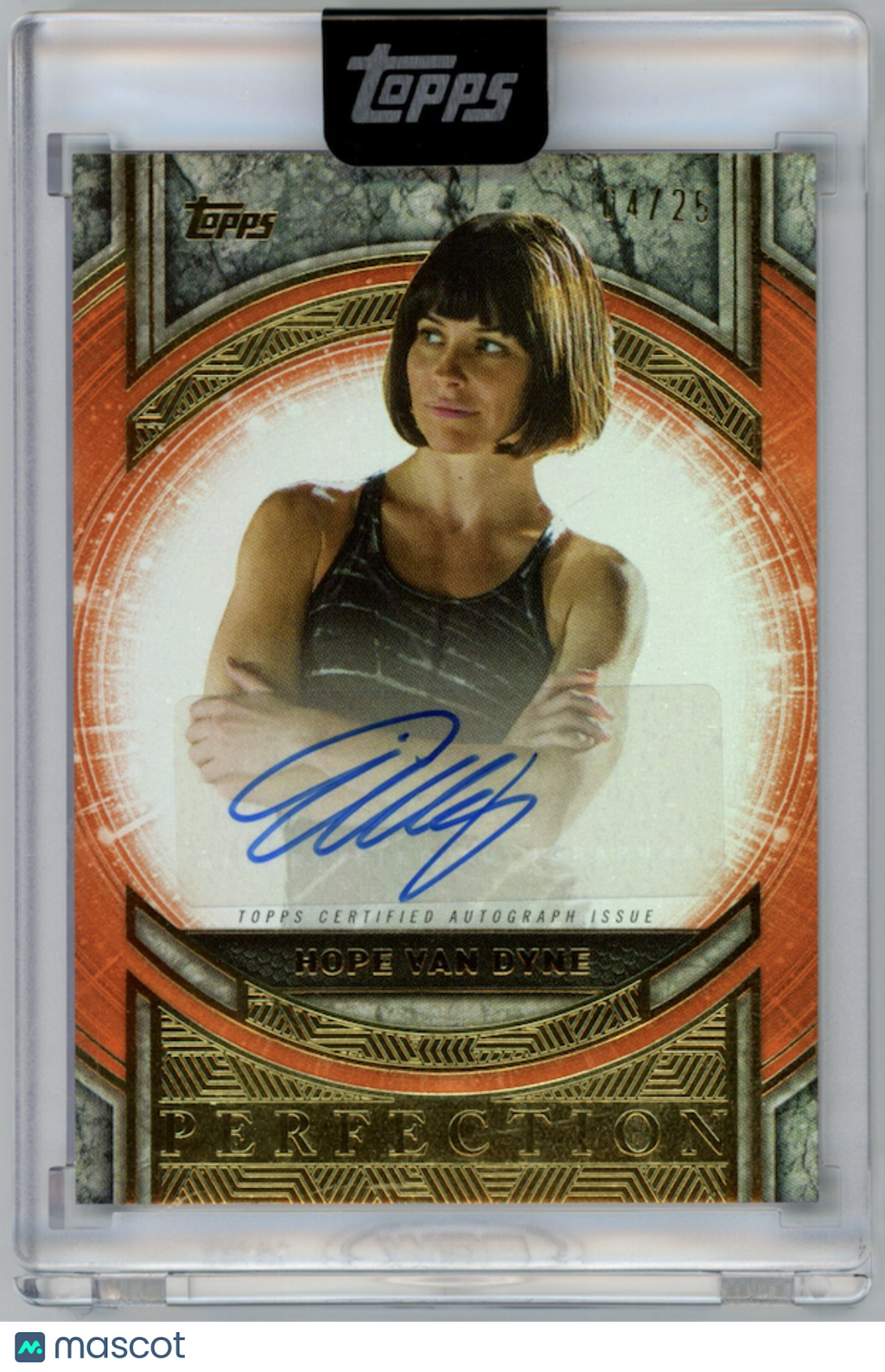HOPE VAN DYNE EVANGELINE LILLY 2025 Topps Marvel The Collector Auto Orange /25