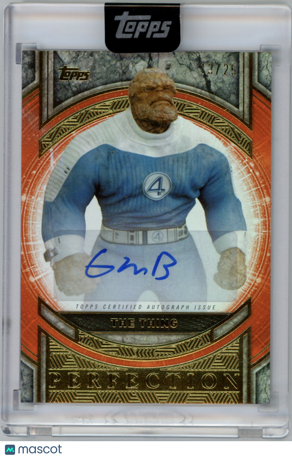 THE THING EBON MOSS-BACHRACH Topps Marvel Collector Perfection Auto Orange /25