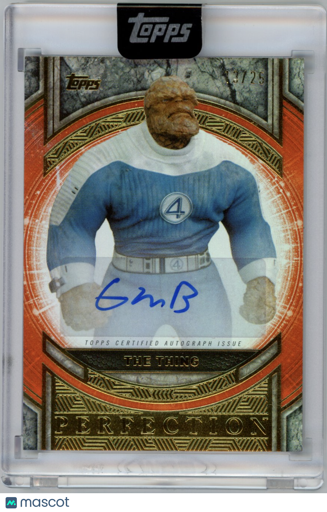 THE THING EBON MOSS-BACHRACH Topps Marvel Collector Perfection Auto Orange /25