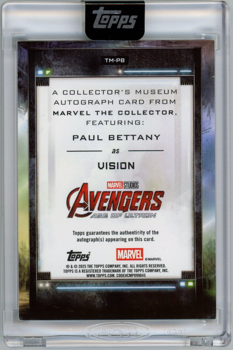 VISION PAUL BETTANY 2025 Topps Marvel The Collector Museum Orange Auto /25 #TMPB