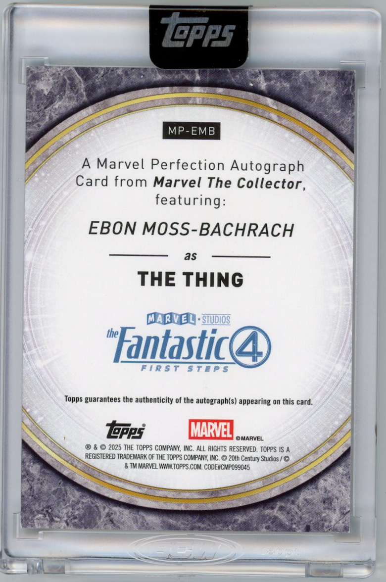 THE THING EBON MOSS-BACHRACH Topps Marvel Collector Perfection Auto Orange /25