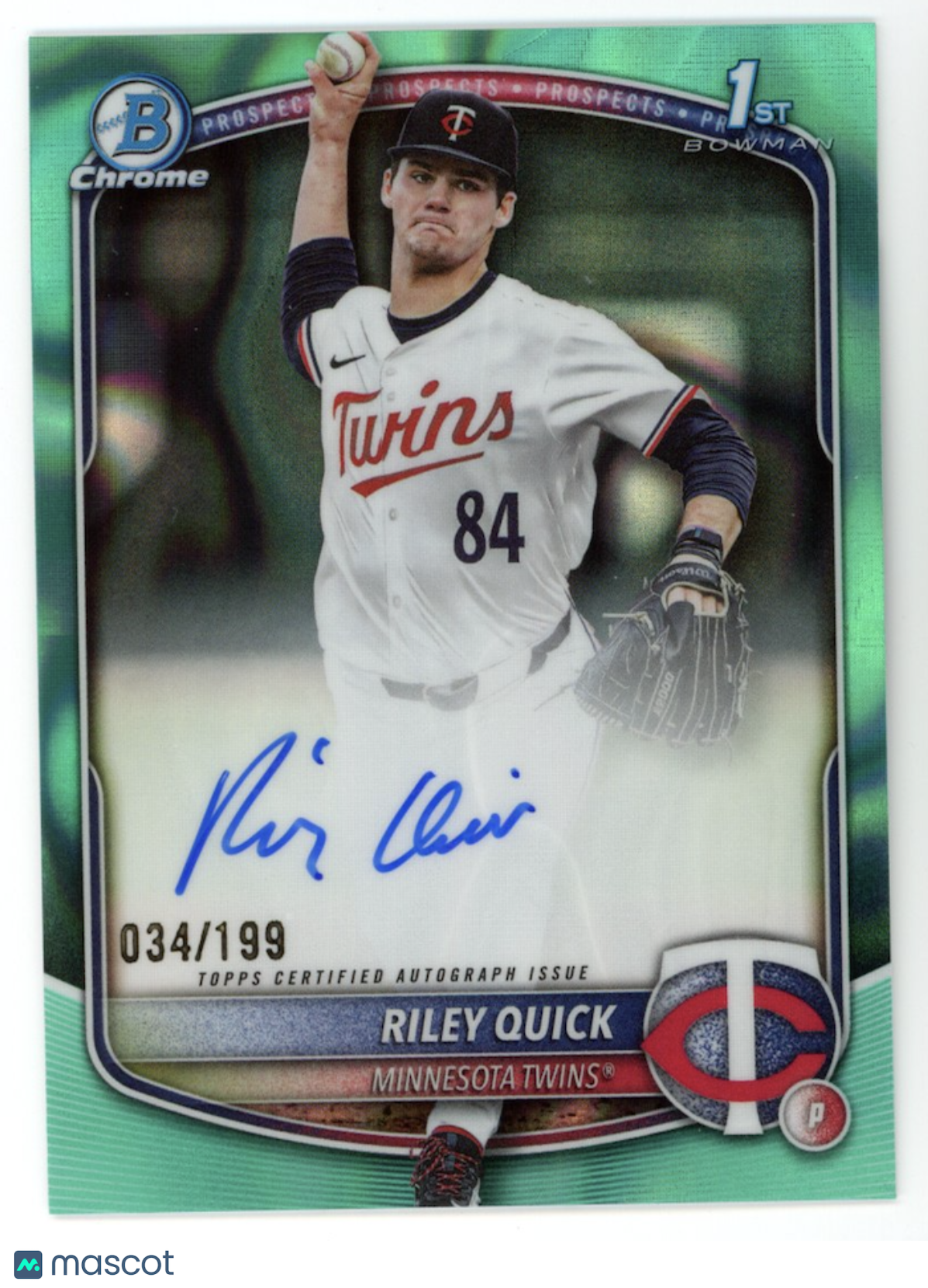 RILEY QUICK 2025 Bowman Chrome 1st Aqua Lava Refractor Auto /199 #CPA-RQ Twins