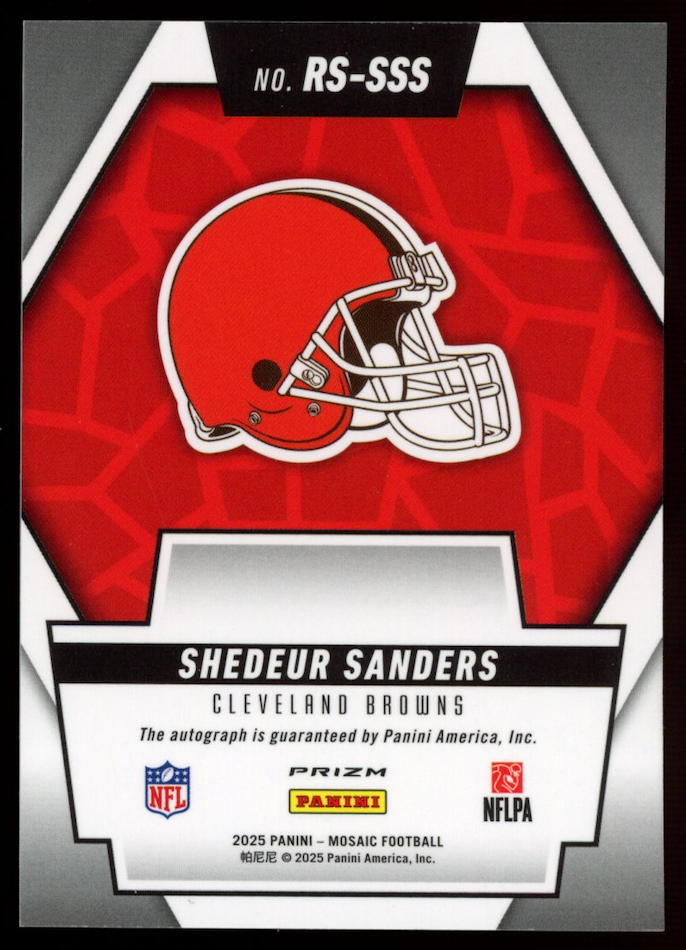 SHEDEUR SANDERS 2025 Panini Mosaic Rookie Scripts Auto #RS-SSS Browns