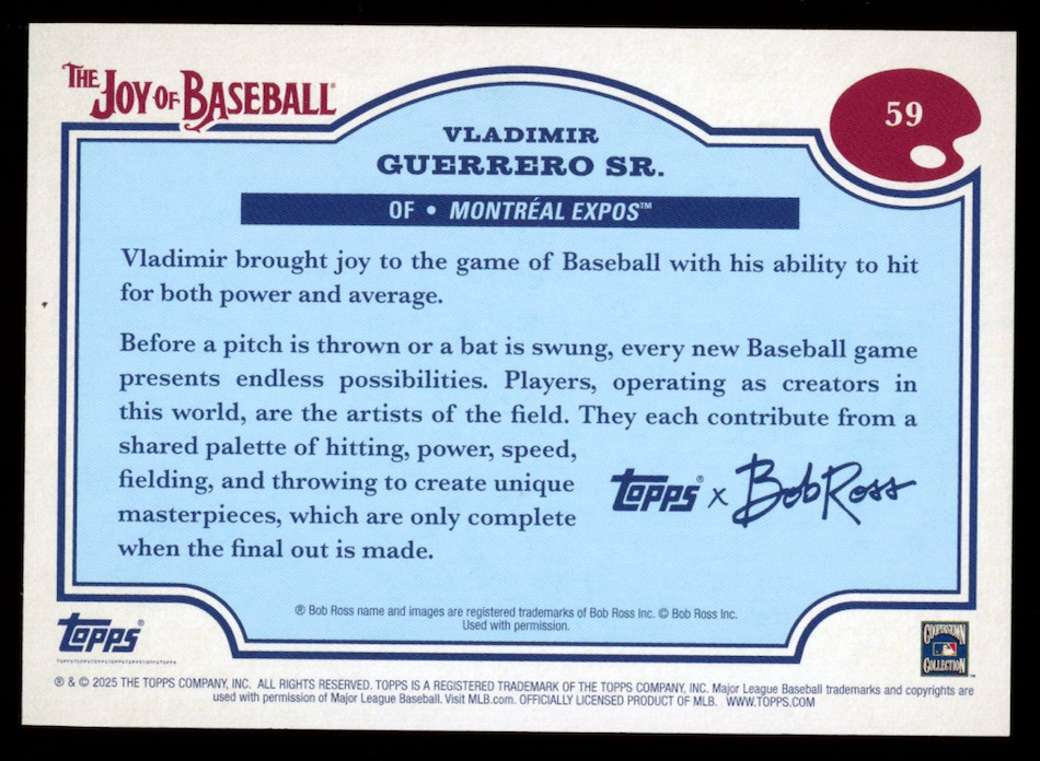 VLADMIR GUERRERO SR.  2025 Topps Bob Ross The Joy of Baseball Blue /50 #59 Expos
