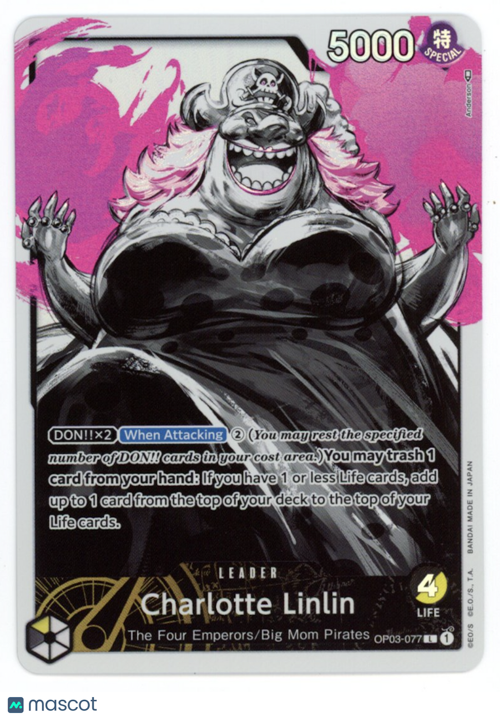 CHARLOTTE LINLIN One Piece Pillars of Strength Holo Leader Alt Art #OP03-077
