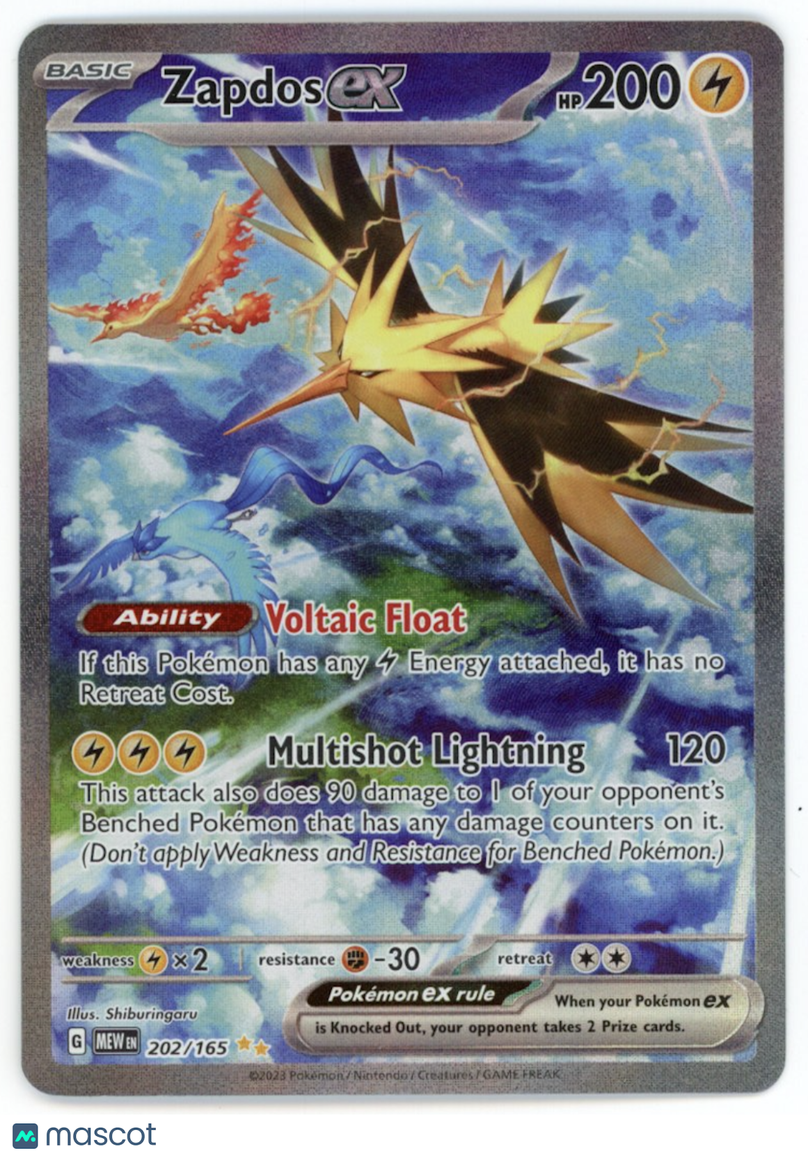 ZAPDOS EX 2023 Pokemon 151 MEW Special Illustration Rare #202/165