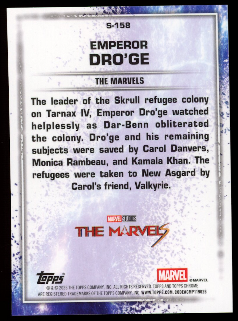 EMPEROR DRO’GE 2025 Topps Chrome Marvel Studios Black Refractor /10 #S-158