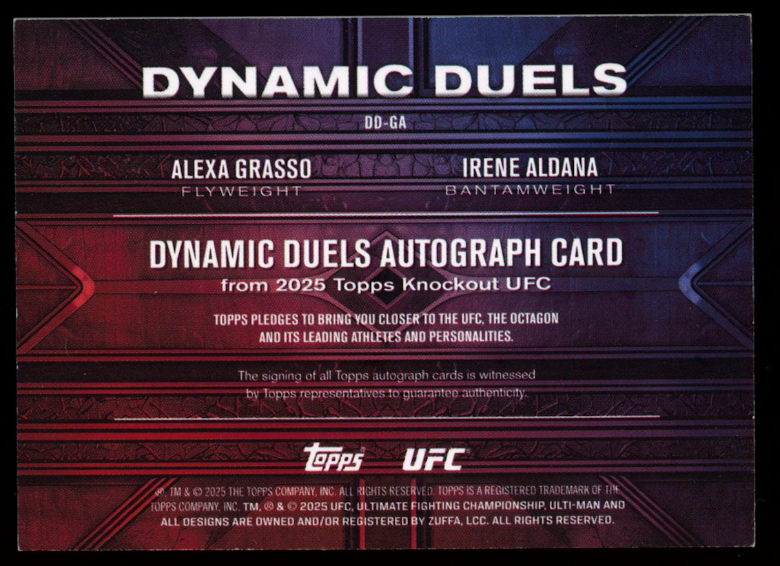 ALEXA GRASSO IRENE ALDANA 2025 UFC Knockout Dynamic Duels Dual Auto /25 #DD-GA