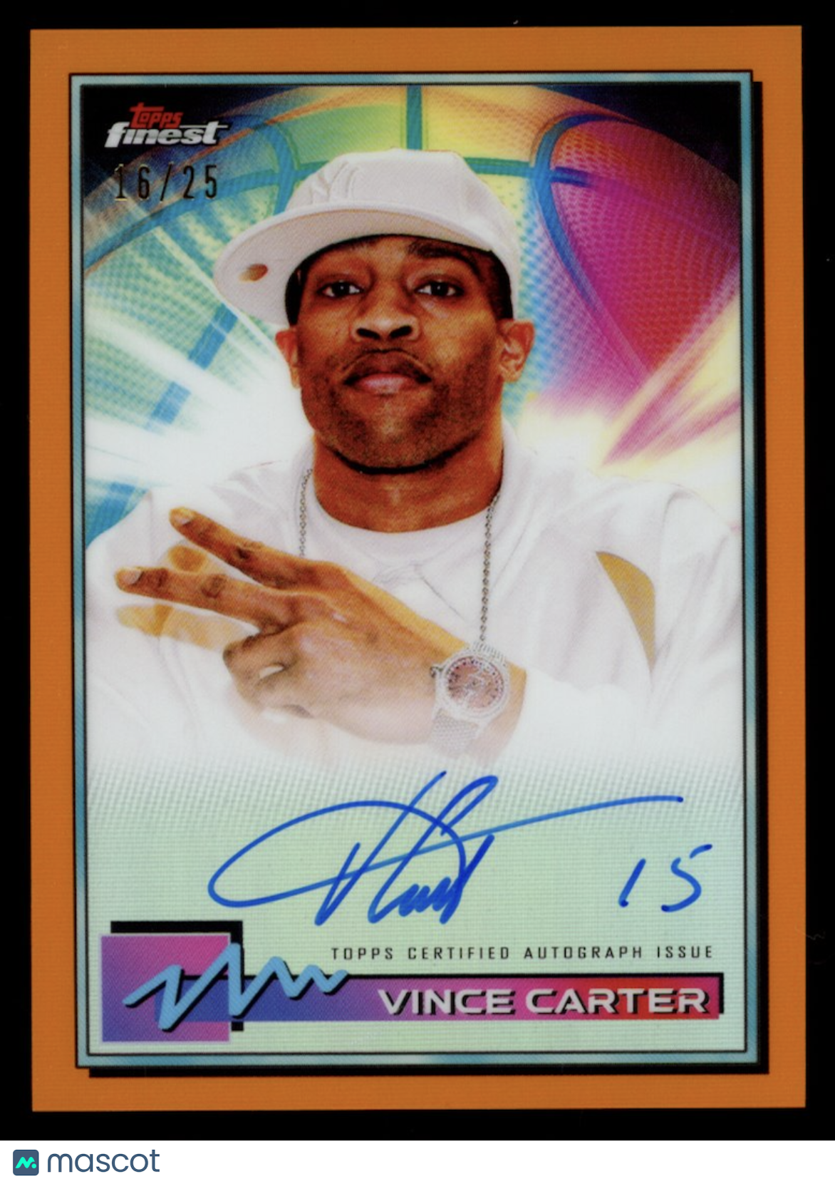 VINCE CARTER 2021 Topps Finest Auto Orange Refractor /25 #FA-VC