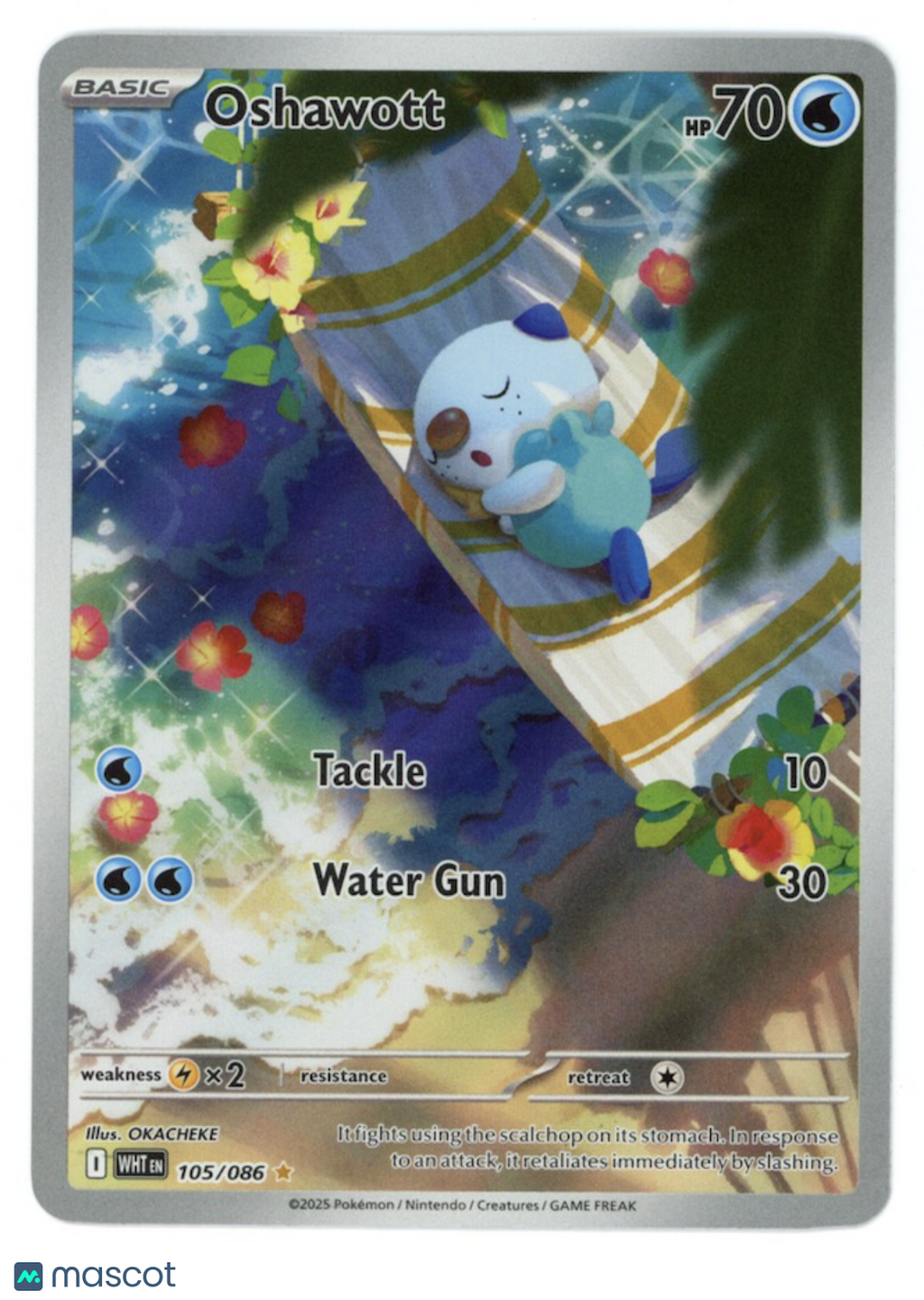 OSHAWOTT 2025 Pokemon Scarlet & Violet White Flare Illustration Rare #105/86