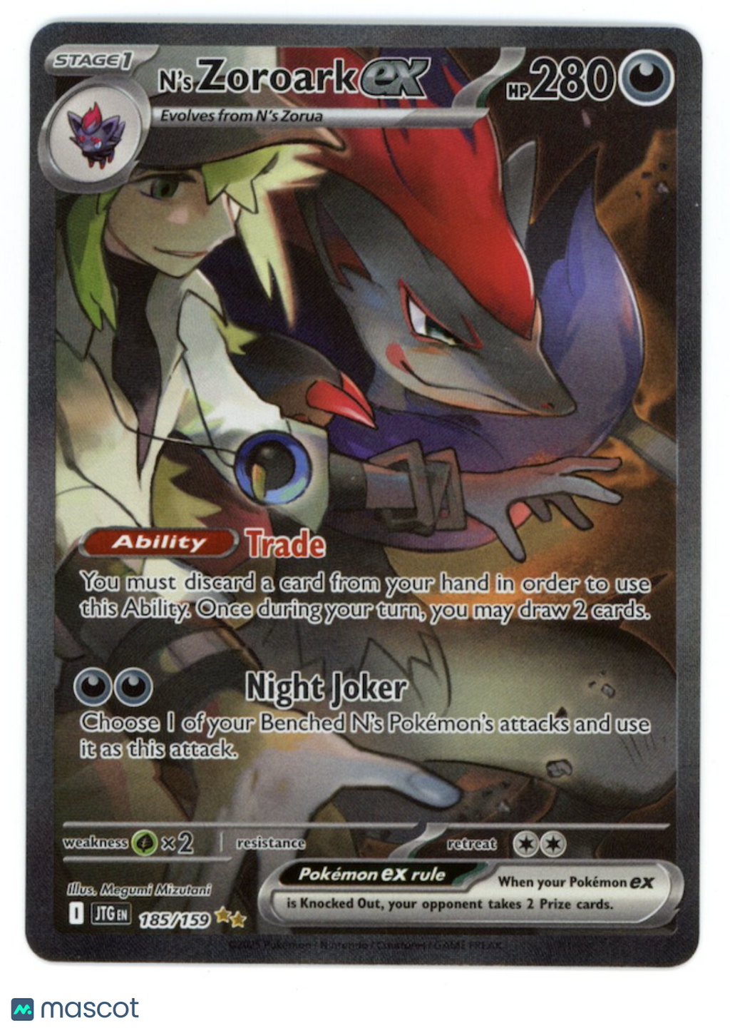 N’S ZOROARK EX Pokemon S&V Journey Together Special Illustration Rare #185/159