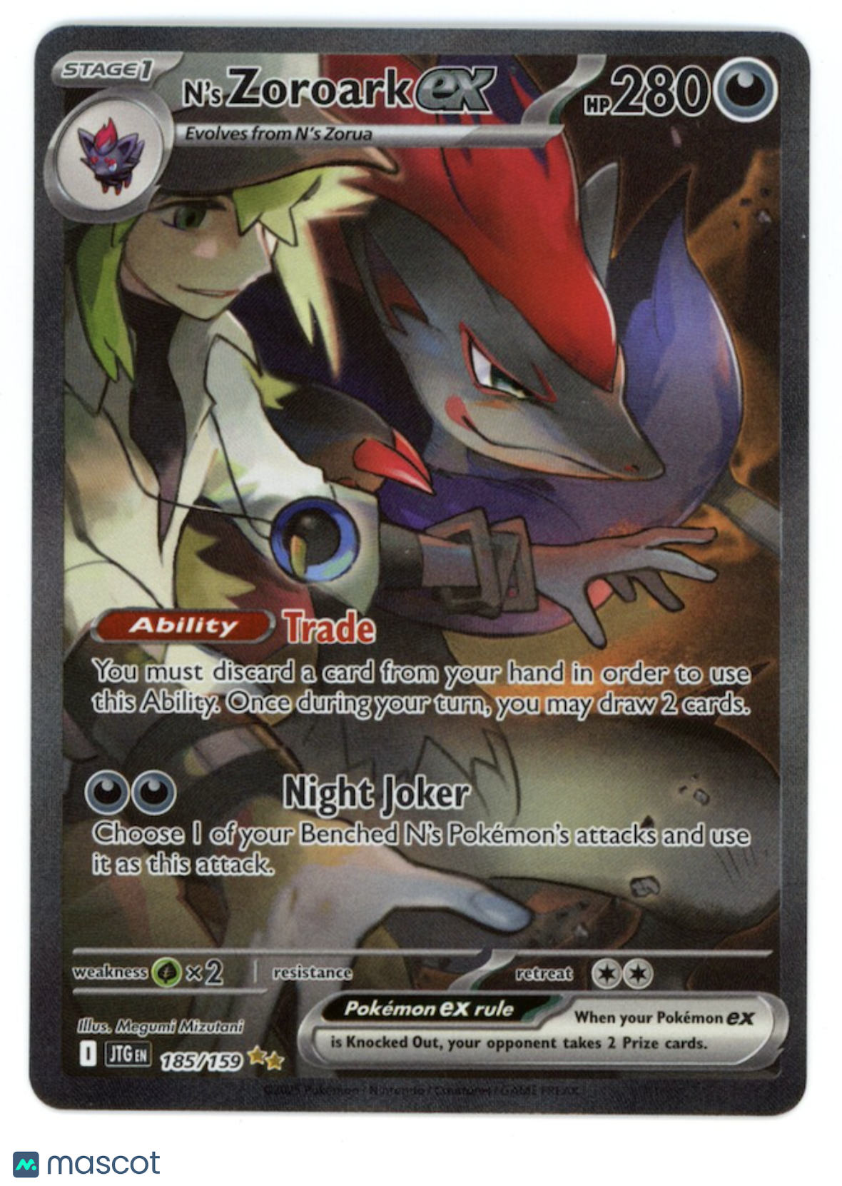 N’S ZOROARK EX Pokemon S&V Journey Together Special Illustration Rare #185/159