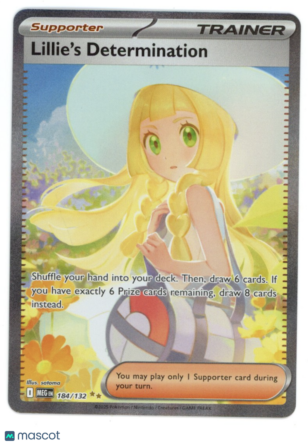 LILLIE'S DETERMINATION Pokemon Mega Evolution Special Illustration Rare #184/132